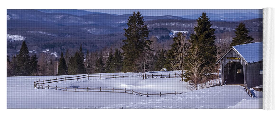 Foster Covered Bridge Yoga Mat featuring the photograph Winter time at the Foster Covered Bridge by Scenic Vermont Photography