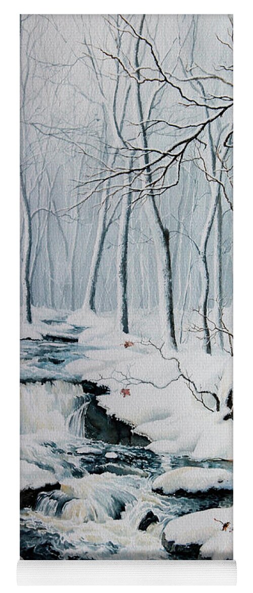 Winter Woods Yoga Mat featuring the painting Winter Whispers by Hanne Lore Koehler