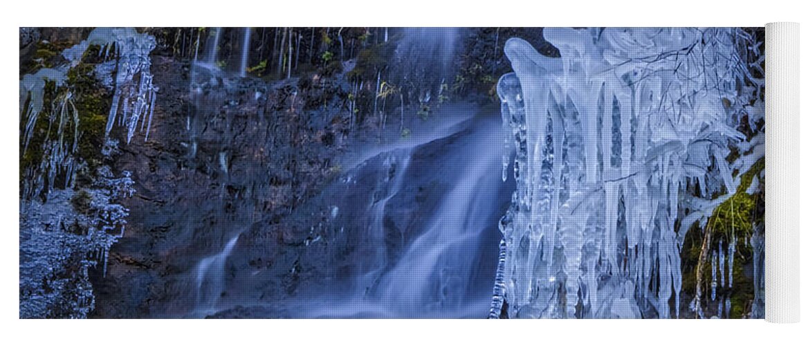 Winterfalls Yoga Mat featuring the photograph Winterfalls by Mitch Shindelbower