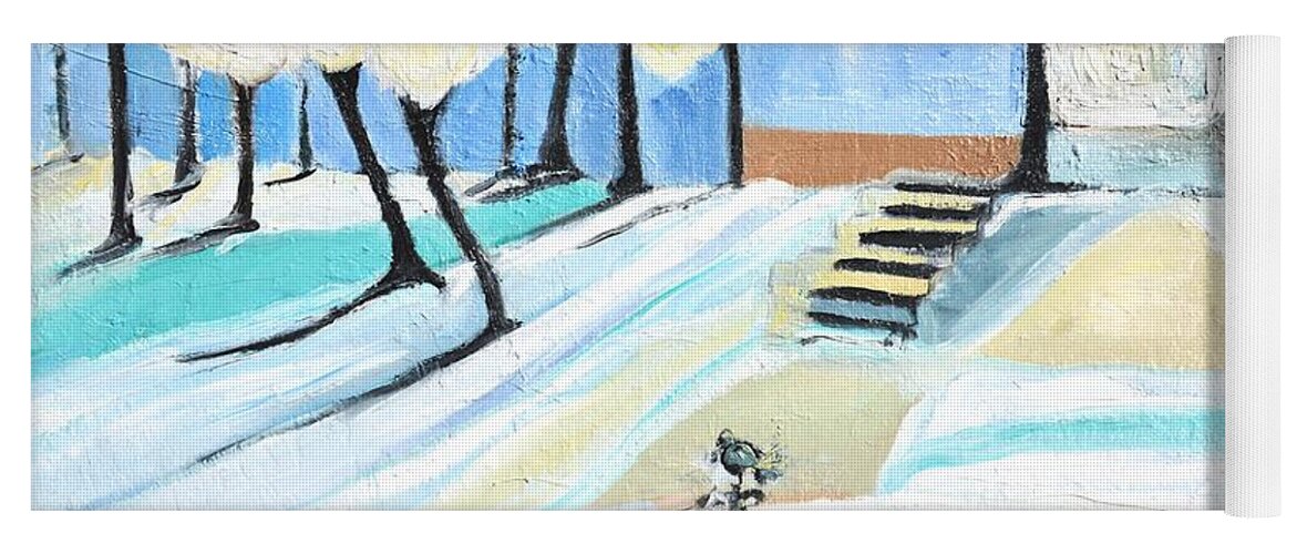 Abstract Yoga Mat featuring the painting Winterland by Evelina Popilian