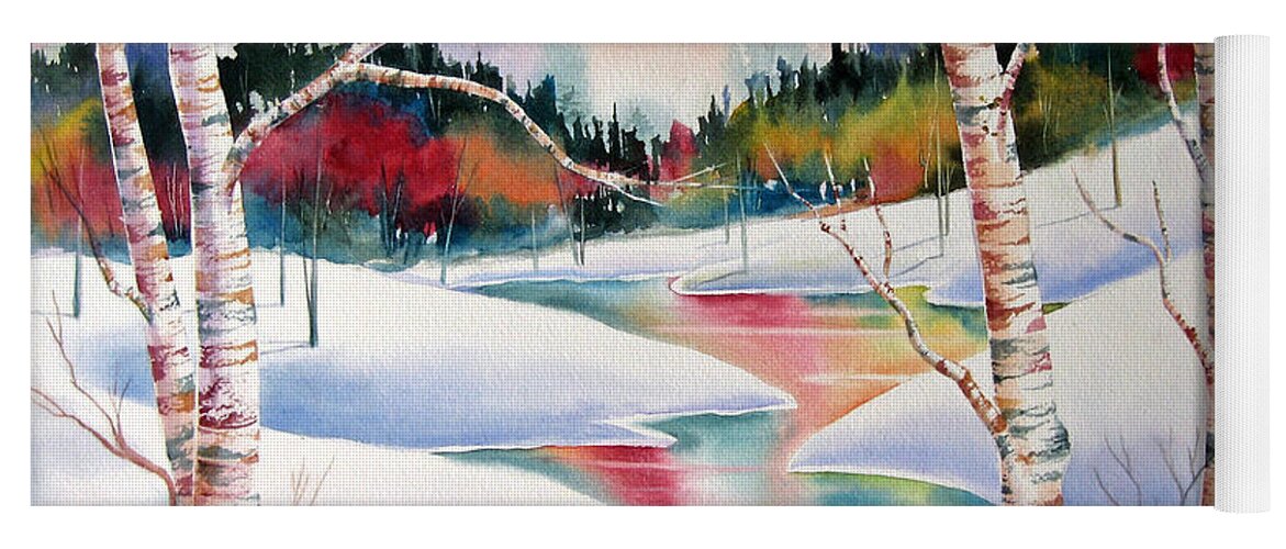 Snow Yoga Mat featuring the painting Winter's Light by Deborah Ronglien