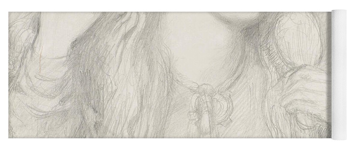 Dante Gabriel Rossetti Yoga Mat featuring the drawing Woman Combing Her Hair, Fanny Cornforth by Dante Gabriel Rossetti
