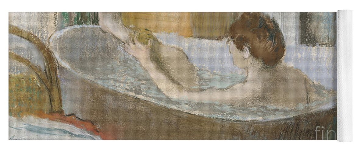 Edgar Yoga Mat featuring the pastel Woman in her Bath by Edgar Degas