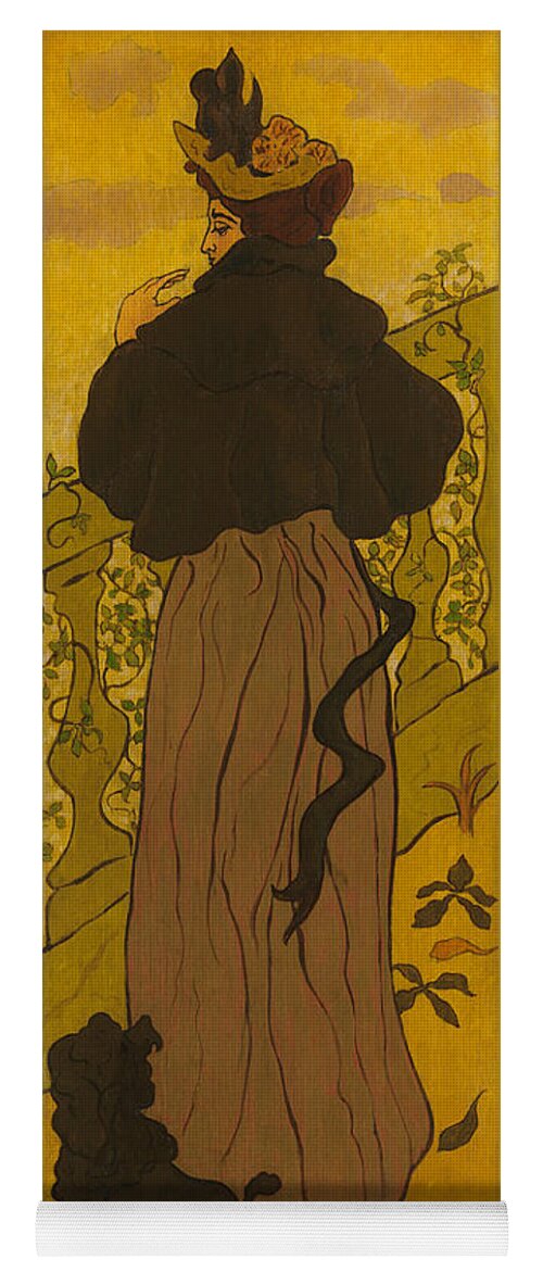 19th Century Art Yoga Mat featuring the painting Woman Standing Beside Railing with Poodle by Paul Ranson