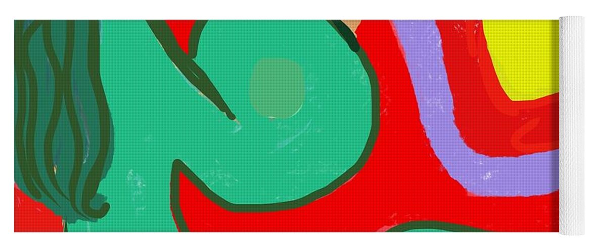 Abstract Yoga Mat featuring the digital art Woman with Harp by Sherry Killam