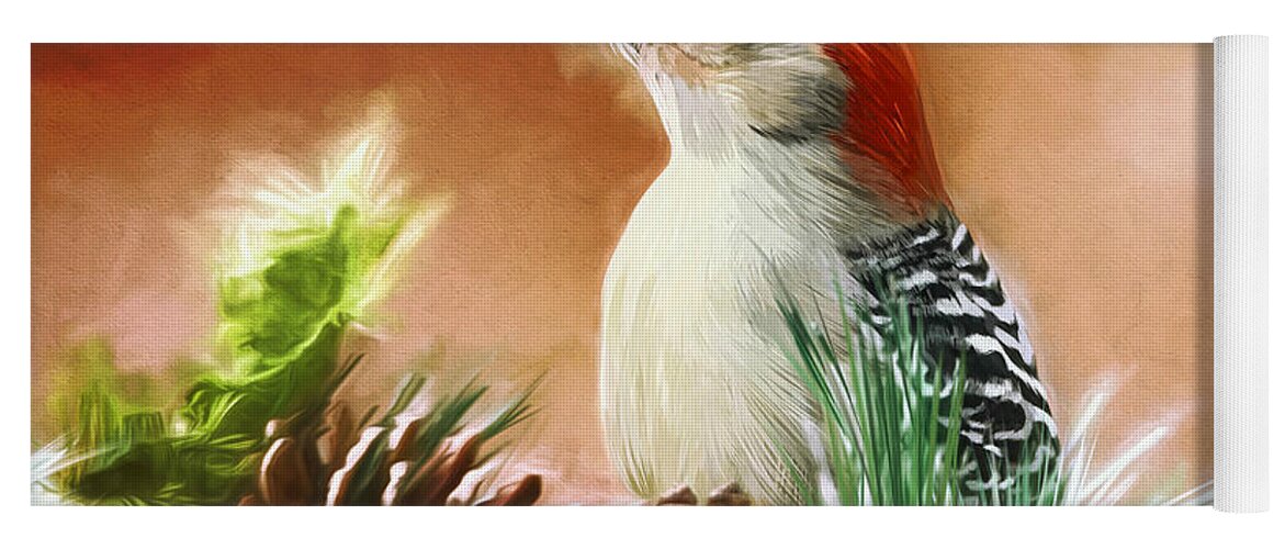 Woodpecker Yoga Mat featuring the painting Wonderful Woodpecker by Tina LeCour