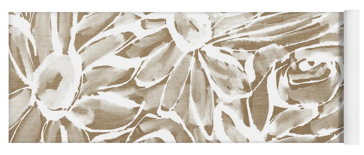 Wood Yoga Mat featuring the mixed media Wood And White Floral- Art by Linda Woods by Linda Woods