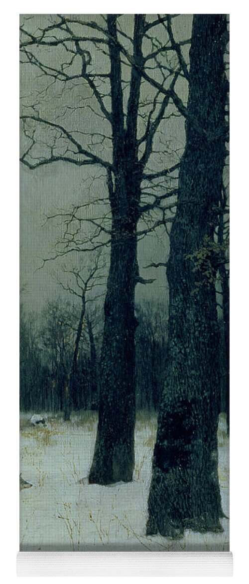Wood Yoga Mat featuring the painting Wood in Winter by Isaak Ilyic Levitan