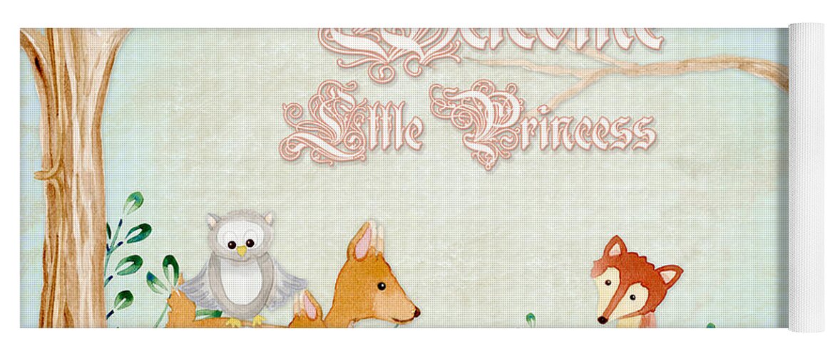 Woodchuck Yoga Mat featuring the painting Woodland Fairy Tale - Welcome Little Princess by Audrey Jeanne Roberts