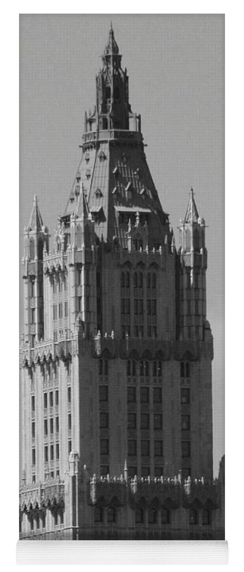 Woolworth Building Yoga Mat featuring the photograph Woolworth Building Black and White by Christopher J Kirby