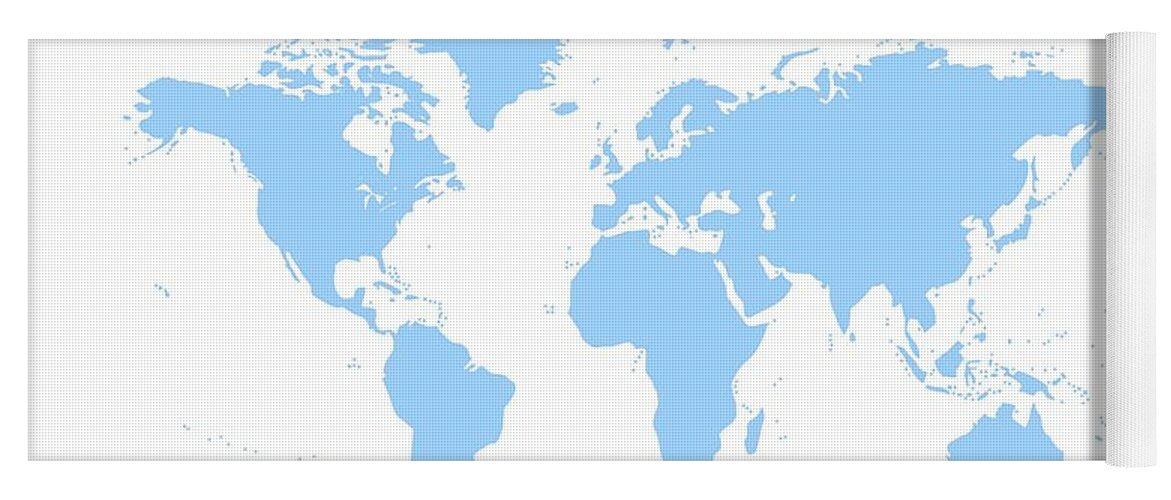 World Map Yoga Mat featuring the digital art World Map - Blue by Marianna Mills