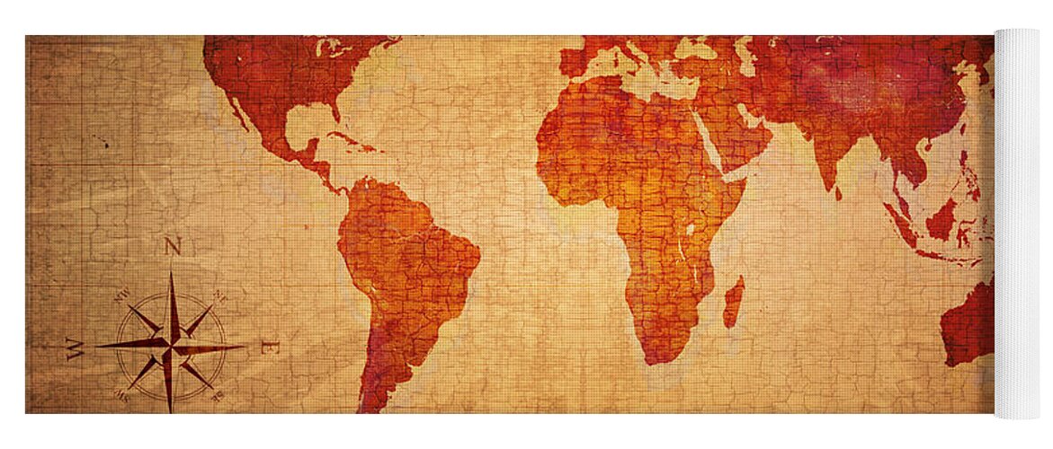 World Yoga Mat featuring the photograph World Map Grunge Style by Johan Swanepoel