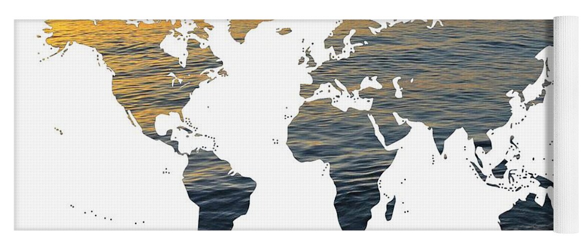 World Map Yoga Mat featuring the photograph World Map - Ocean Texture by Marianna Mills