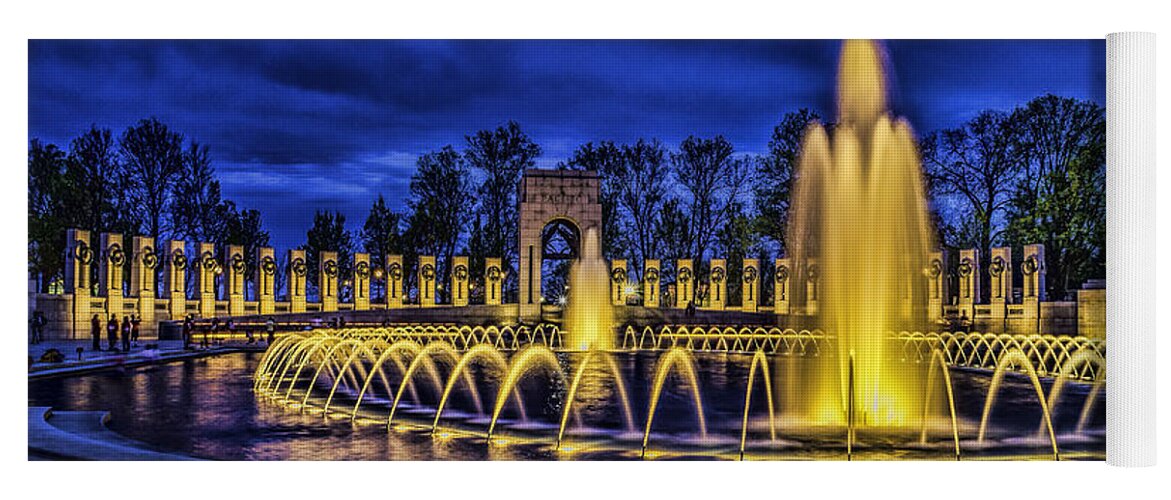 Washington Yoga Mat featuring the photograph WWII Memorial at Night by Nick Zelinsky Jr