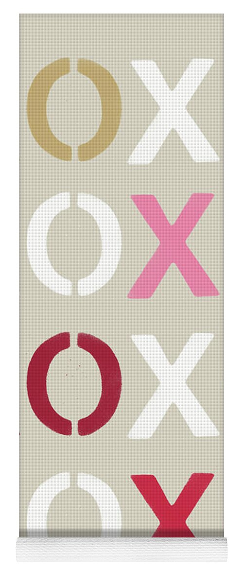 Love Yoga Mat featuring the mixed media XOXO- Art by Linda Woods by Linda Woods