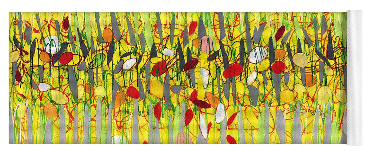Abstract Yoga Mat featuring the painting Yellow Jazz by Lynne Taetzsch