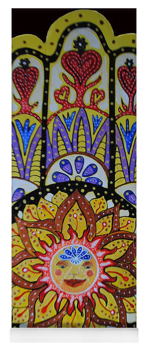 Yellow Hamsa Yoga Mat featuring the painting Yellow Sun by Patricia Arroyo