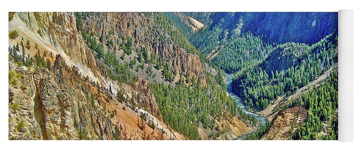 Yellowstone Canyon And River From Inspiration Point In Yellowstone National Park Yoga Mat featuring the photograph Yellowstone Canyon and River from Inspiration Point in Yellowstone National Park, Wyoming by Ruth Hager