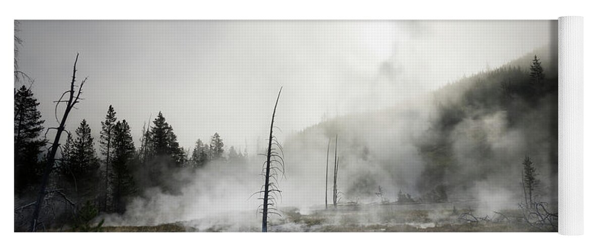 Yellowstone Yoga Mat featuring the photograph Yellowstone Morning Fog by James Bethanis