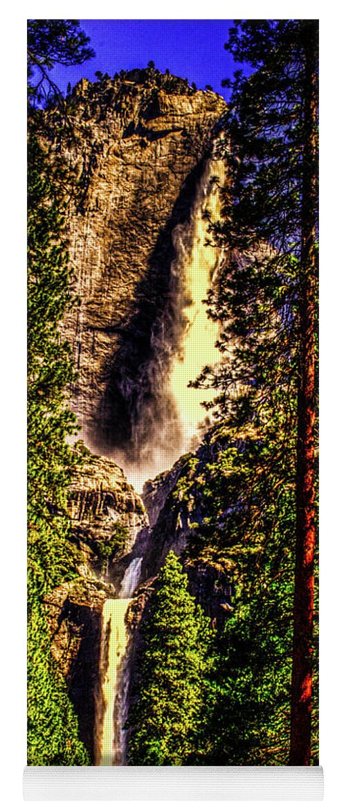 California Yoga Mat featuring the photograph Yosemite Falls Framed by Ponderosa Pines by Roger Passman