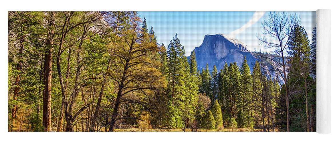 California Yoga Mat featuring the photograph Yosemite Merced River with Half Dome by Roslyn Wilkins