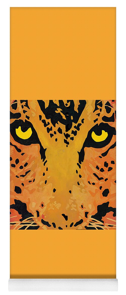 Leopard Yoga Mat featuring the painting You Are Being Watched by Cheryl Bowman