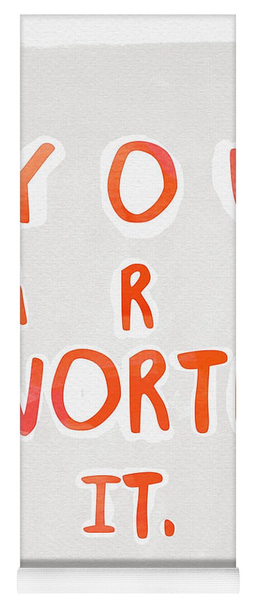 Watercolor Yoga Mat featuring the painting You Are Worth It by Linda Woods