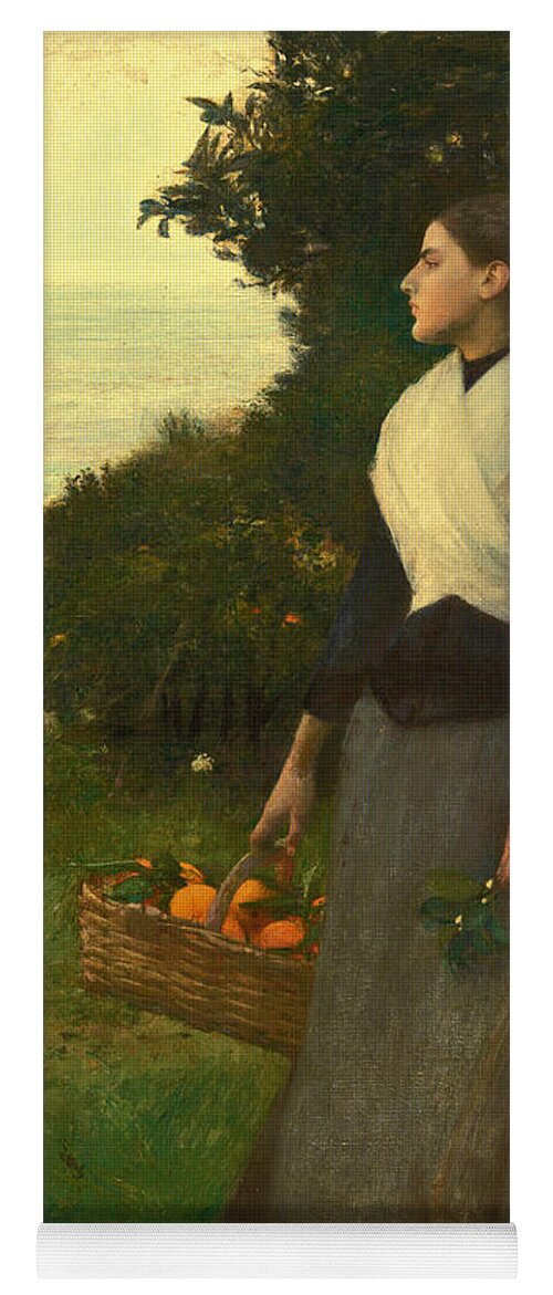 Pascal-adolphe-jean Dagnan-bouveret Yoga Mat featuring the painting Young Woman in a Garden of Oranges by Pascal-Adolphe-Jean Dagnan-Bouveret