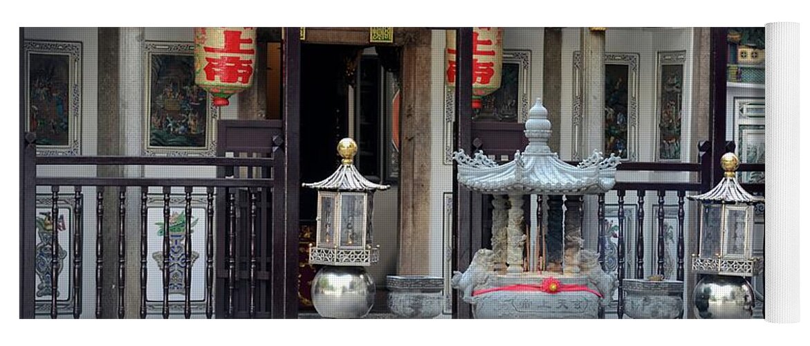 Singapore Yoga Mat featuring the photograph Yueh Hai Ching Teochew Chinese Taoist temple Phillip Street Singapore by Imran Ahmed