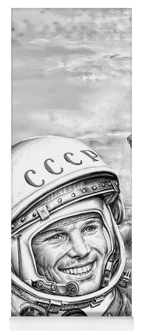 Yuri Gagarin Yoga Mat featuring the digital art Yuri Gagarin - Cosmonaut 1961 by Ian Gledhill