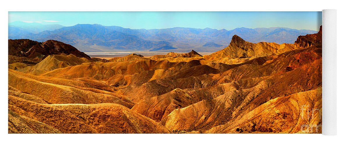 Death Valley Yoga Mat featuring the photograph Zabriskie Point Afternoon Panorama by Adam Jewell