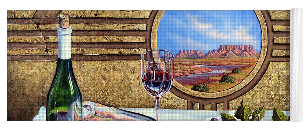 Wine Yoga Mat featuring the painting Zia Wine by Ricardo Chavez-Mendez