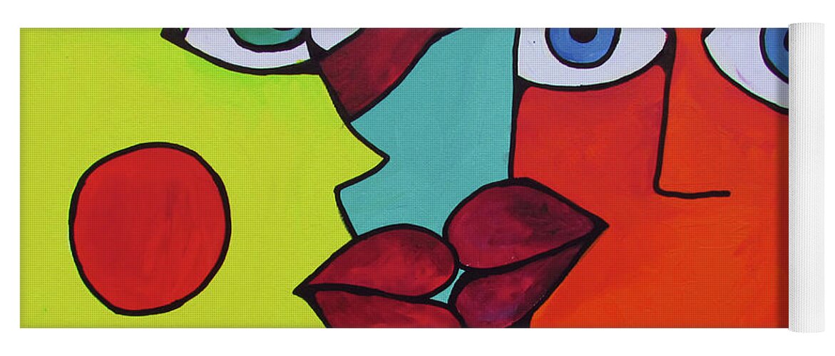 Kissing Yoga Mat featuring the painting Abstract Kissing by Patricia Piotrak