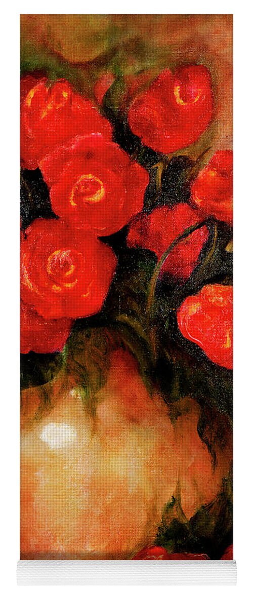 Redroses Yoga Mat featuring the painting Antique Red Roses #1 by Jordana Sands