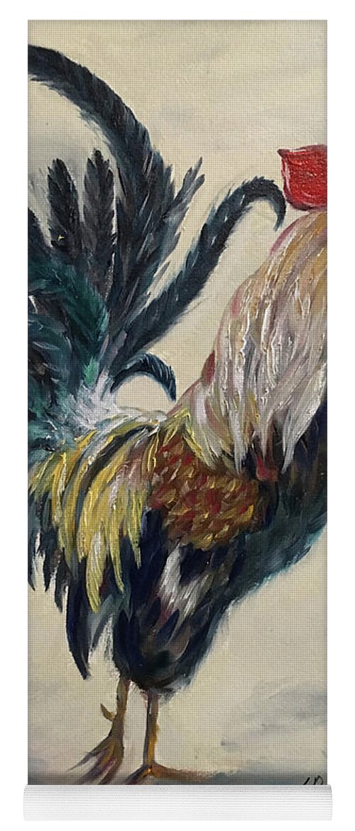 Rooster Yoga Mat featuring the painting Boss by Roxy Rich