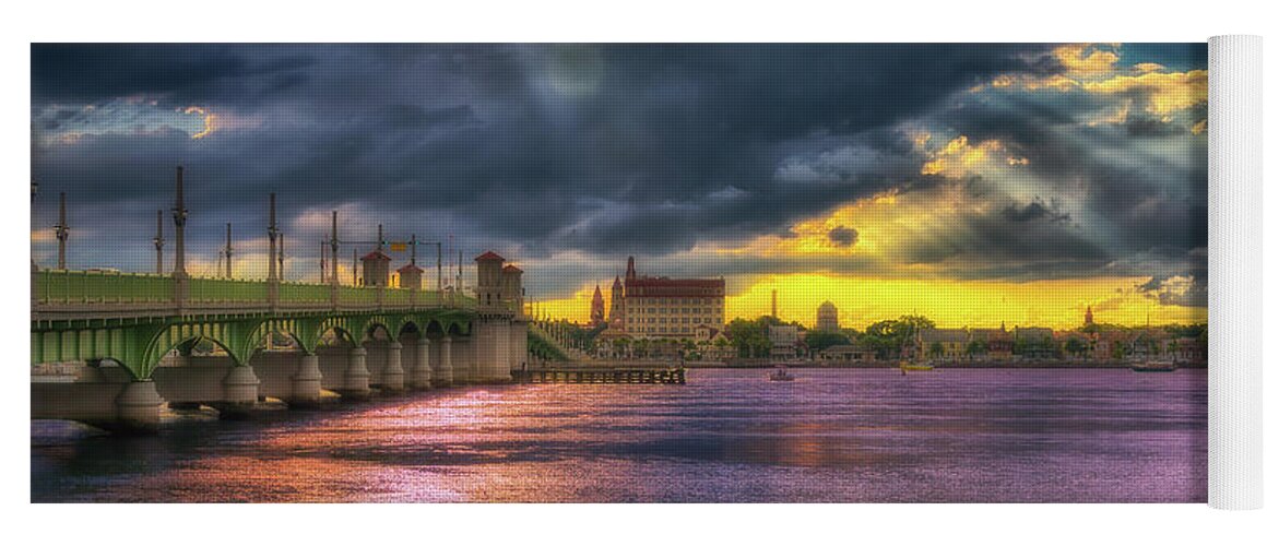 St. Augustine Yoga Mat featuring the photograph Bridge of Lions Sunset #1 by Joseph Desiderio