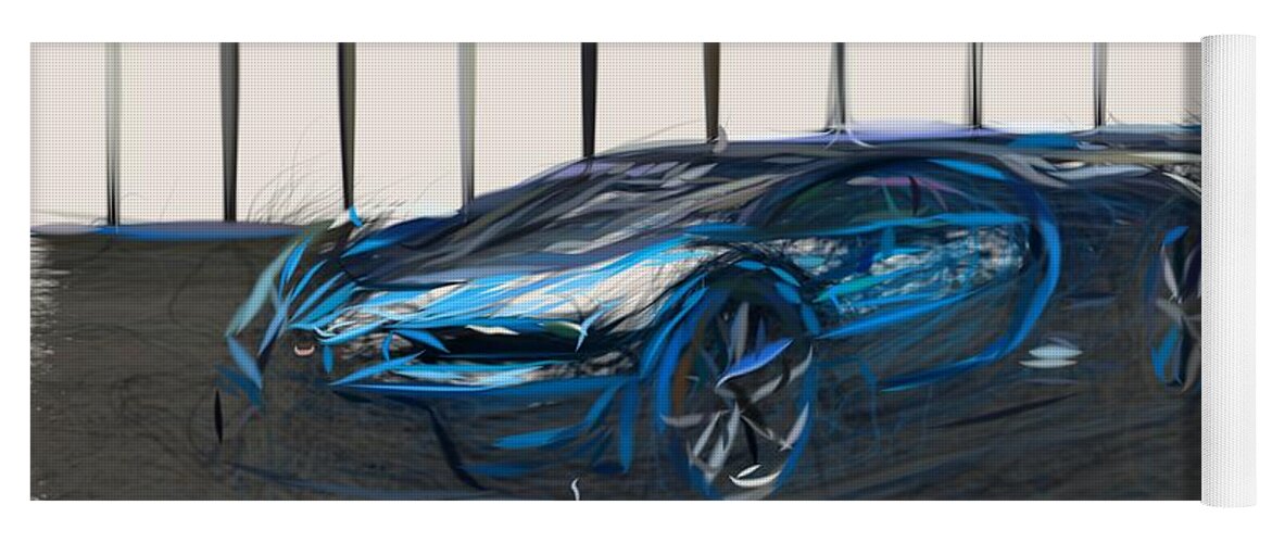 Bugatti Yoga Mat featuring the digital art Bugatti Vision Gran Turismo Drawing #2 by CarsToon Concept