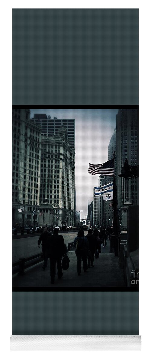 American Flag Yoga Mat featuring the photograph Chicago City Fog #1 by Frank J Casella