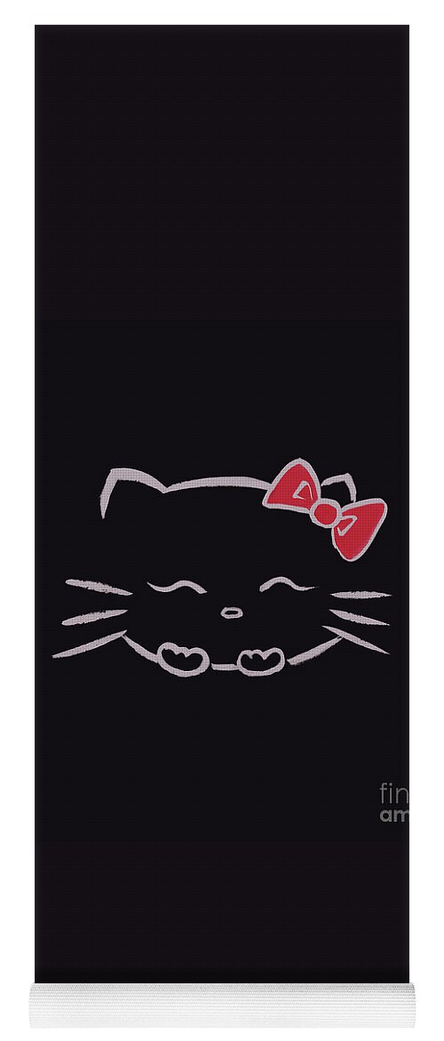 Cute smiling Hello kitty Japanese kawaii cartoon cat illustratio #1 Yoga Mat  by Awen Fine Art Prints - Pixels Merch