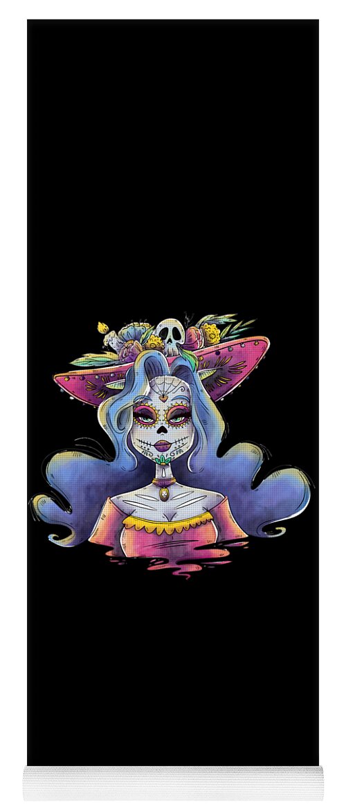 Cool Yoga Mat featuring the digital art Day Of The Dead La Calavera Catrina #1 by Flippin Sweet Gear
