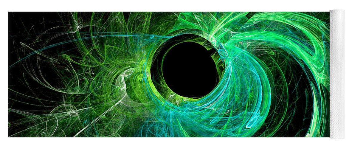 Space Yoga Mat featuring the digital art Dynamic Universe Abstract Art Green #1 by Don Northup
