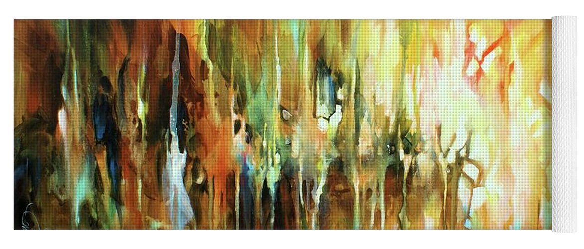 Abstract Yoga Mat featuring the painting Gravity by Michael Lang