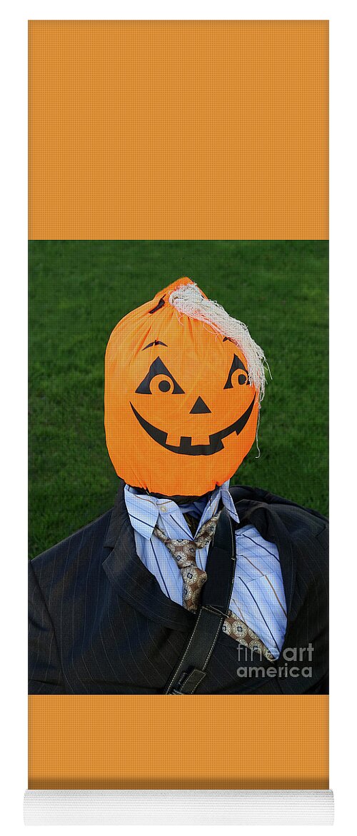 Halloween; Handsome Yoga Mat featuring the photograph Handsome Pumpkin Head by Ann Horn