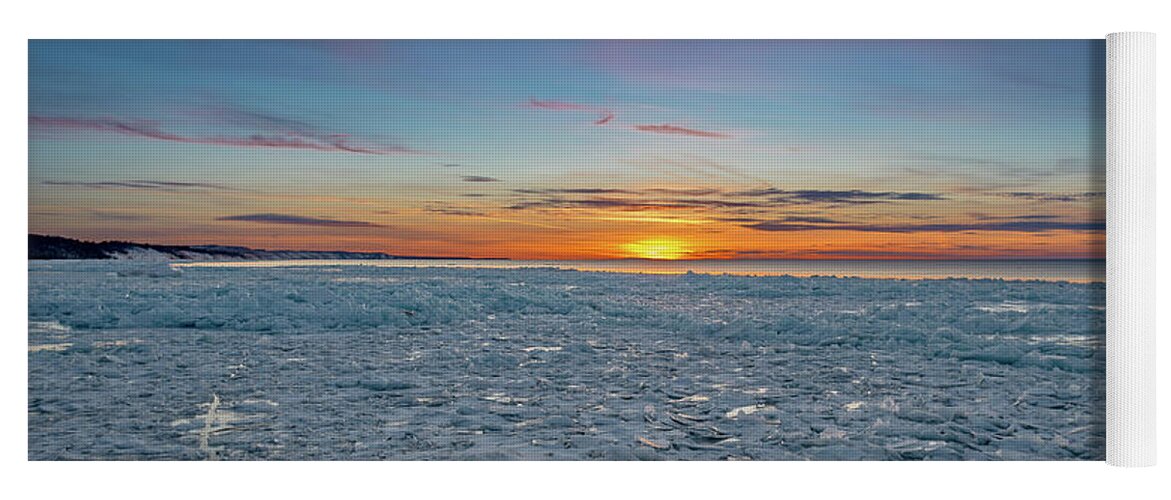 Agate Beach Yoga Mat featuring the photograph Icy Sunset #1 by Gary McCormick