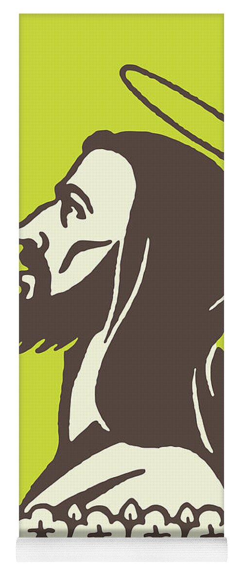 Adult Yoga Mat featuring the drawing Jesus Christ with Halo #1 by CSA Images