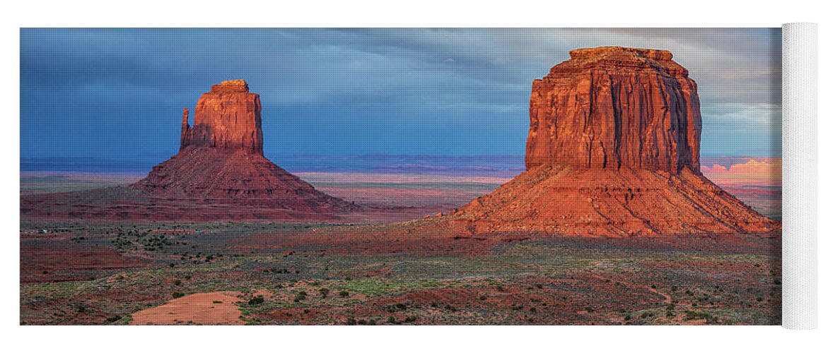 Sunset Yoga Mat featuring the photograph Last Light Over Monument Valley #1 by Mimi Ditchie
