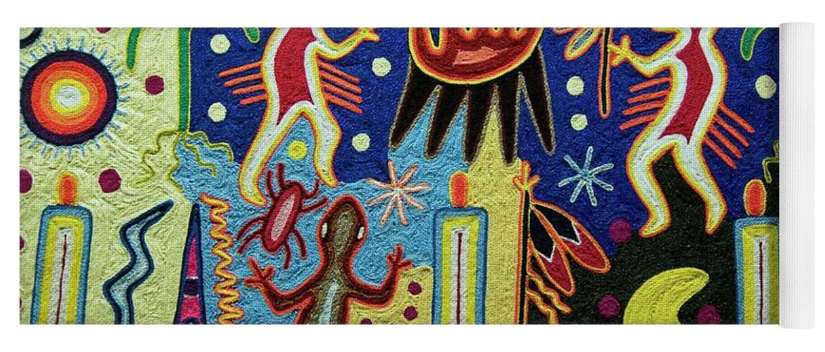 America Yoga Mat featuring the painting Mexico.Mexico city.National Museum of Anthropology. Huichol art. #1 by Album