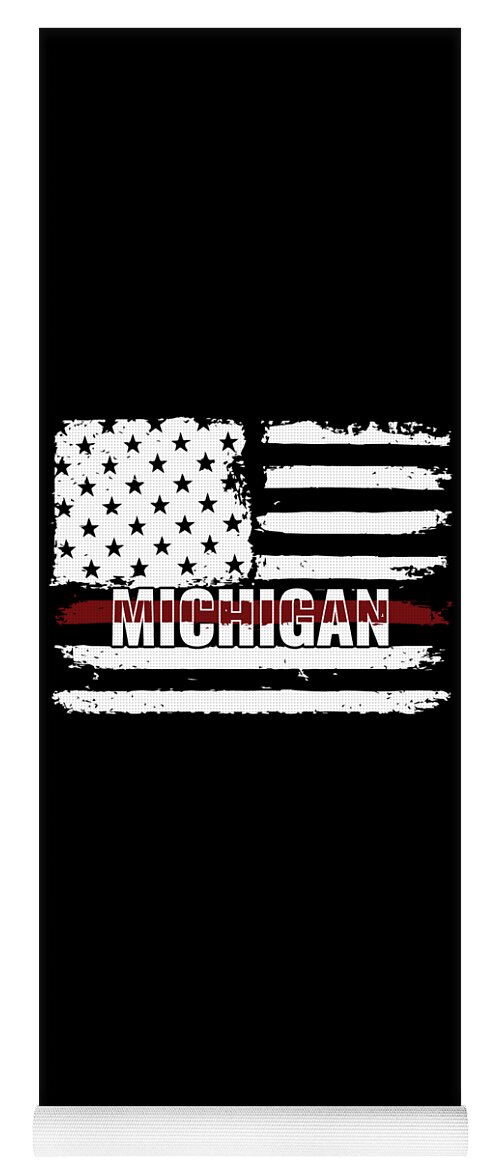 Captain Yoga Mat featuring the digital art Michigan Firefighter Gift for Texas Firemen and Firefighters Thin Red Line #2 by Martin Hicks