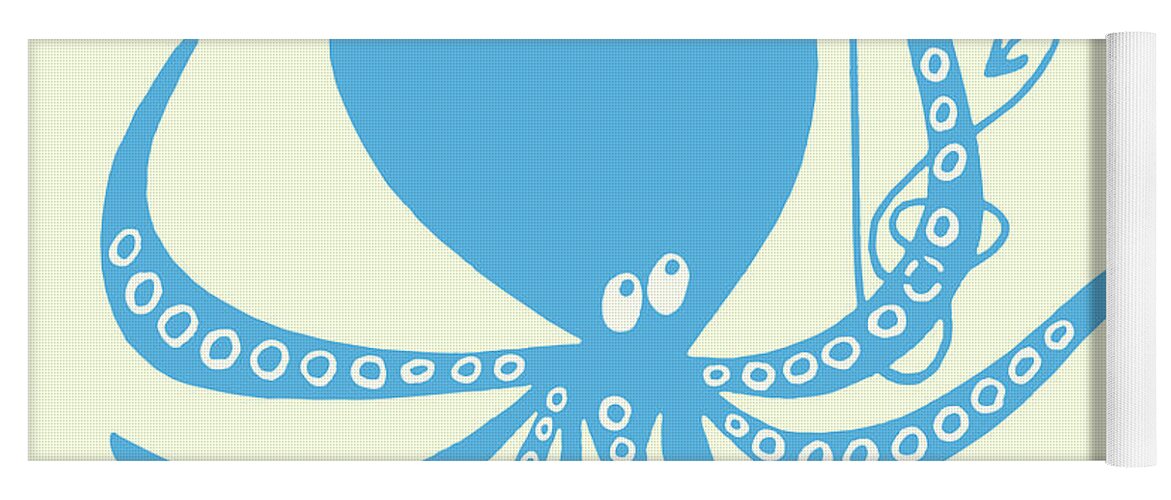 Animal Yoga Mat featuring the drawing Octopus and Fishing Line #1 by CSA Images