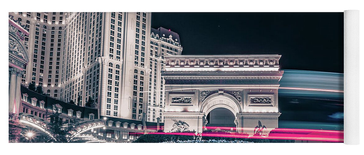 Paris Yoga Mat featuring the photograph Paris Las Vegas Nevada Hotel At Night #1 by Alex Grichenko
